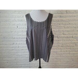 Avenue Women's 26/28 Plus Size Tank Top Black Geometric Sleeveless GEO96E